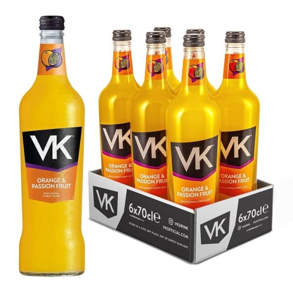 VK Alcopop Bottles 6 x 70cl - Big Bottles X6 - Vodka - Pre Mixed & Ready to Drink - 3.4% ABV - Party Drink - Maximum Flavour Sparkling Vodka Drink (Apple & Blackcurrant)
